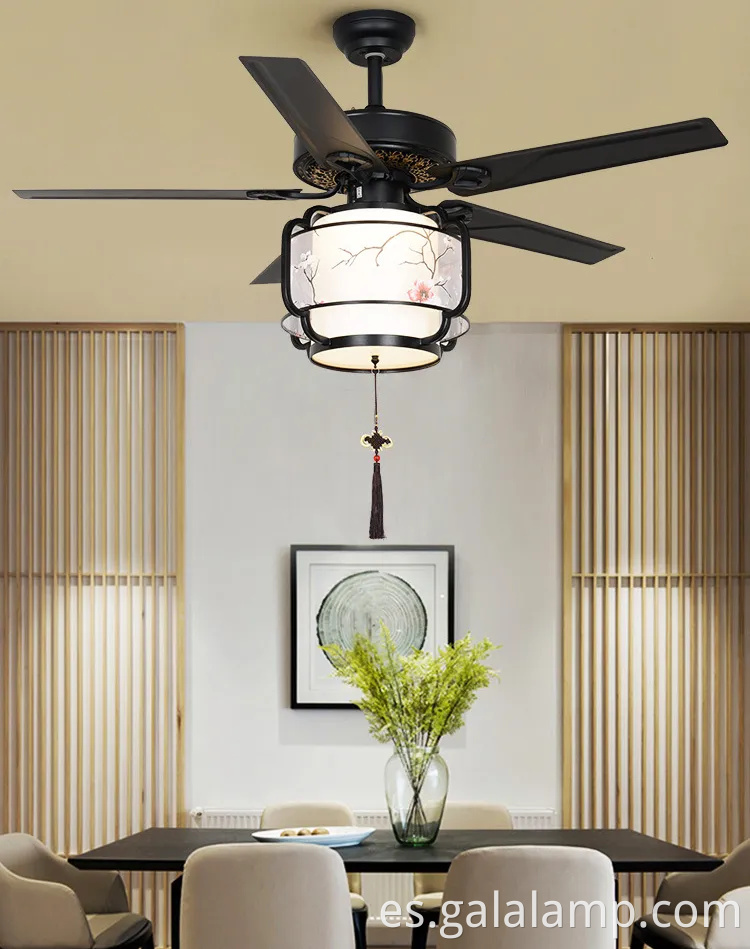 Lámpara de ventilador de techo chino vintage para salones de vida y comedor